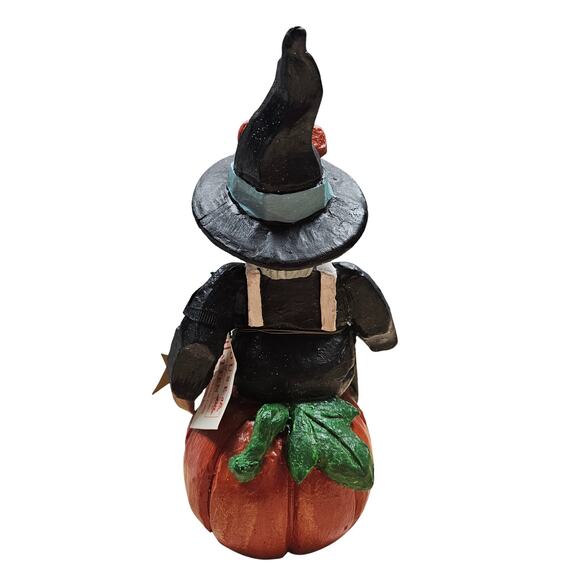 Vintage 1992 House Of Hatten 9.5" Halloween Witch Sitting On Pumpkin Figure - Picture 3 of 7